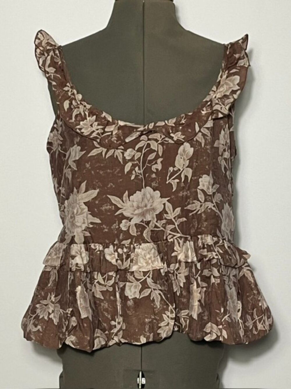 AND NOW THIS Brown Floral Peplum Top Size 2XL NWT